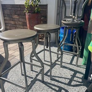 Pottery Barn 4 Stainless Steel Bar Stools